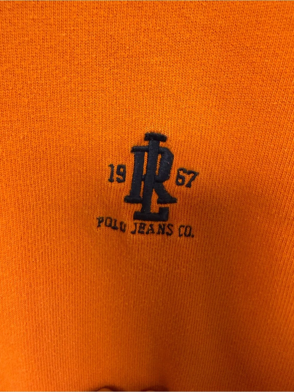 Vintage Polo Jeans Co Ralph Lauren XXL Orange V-Neck Long Sleeve Shirt 1967
